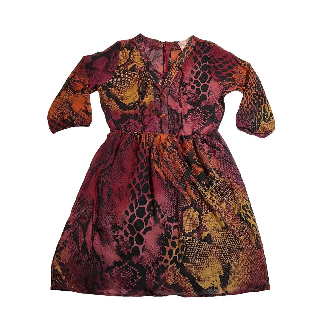 Romeo & Juliet Couture Snake Print V-Neck Mini Dress Size Small Lightweight